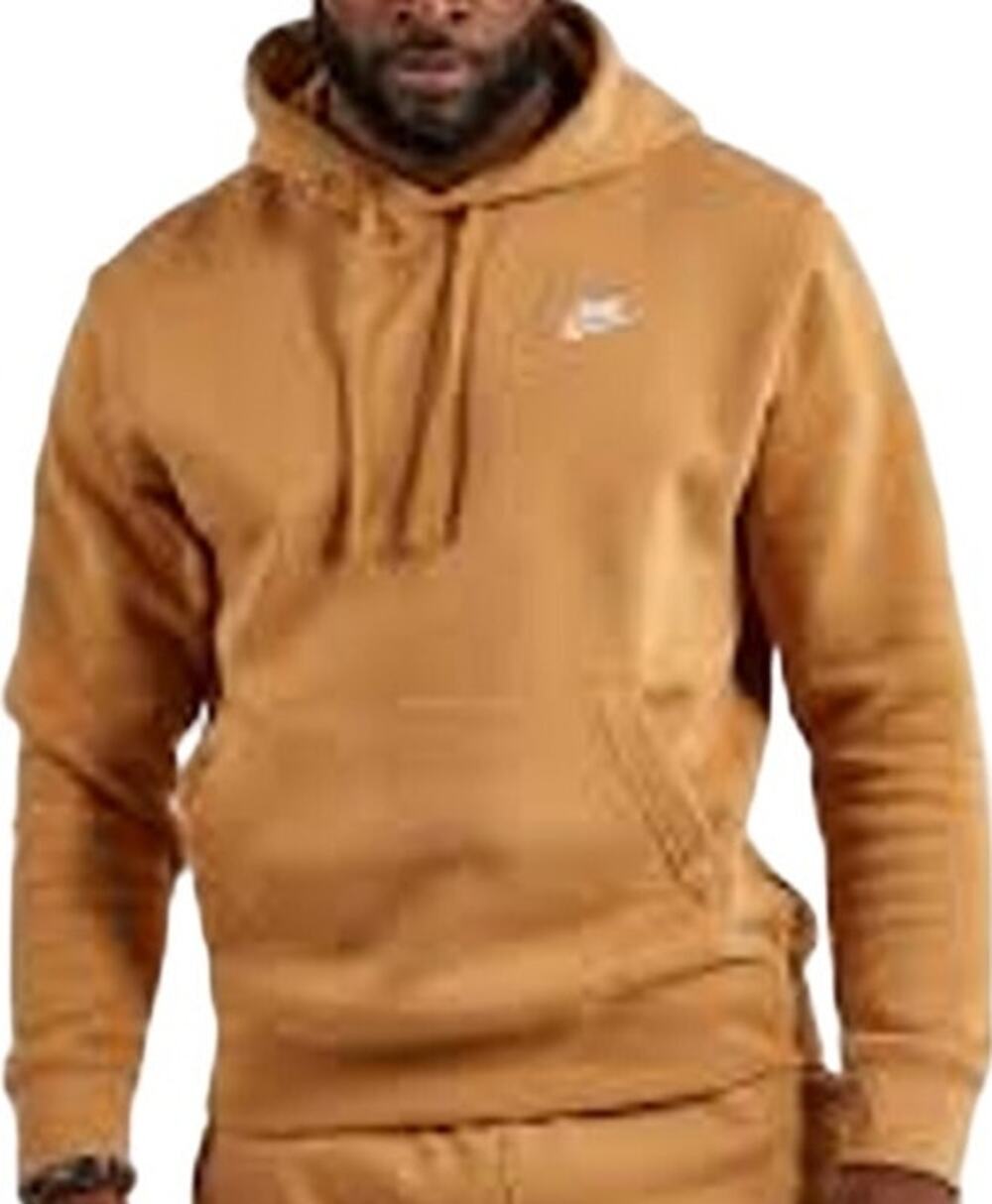 Nike Sportswear Club Fleece Hoodie Drawstring Oversized Logo Pocket Gold XL